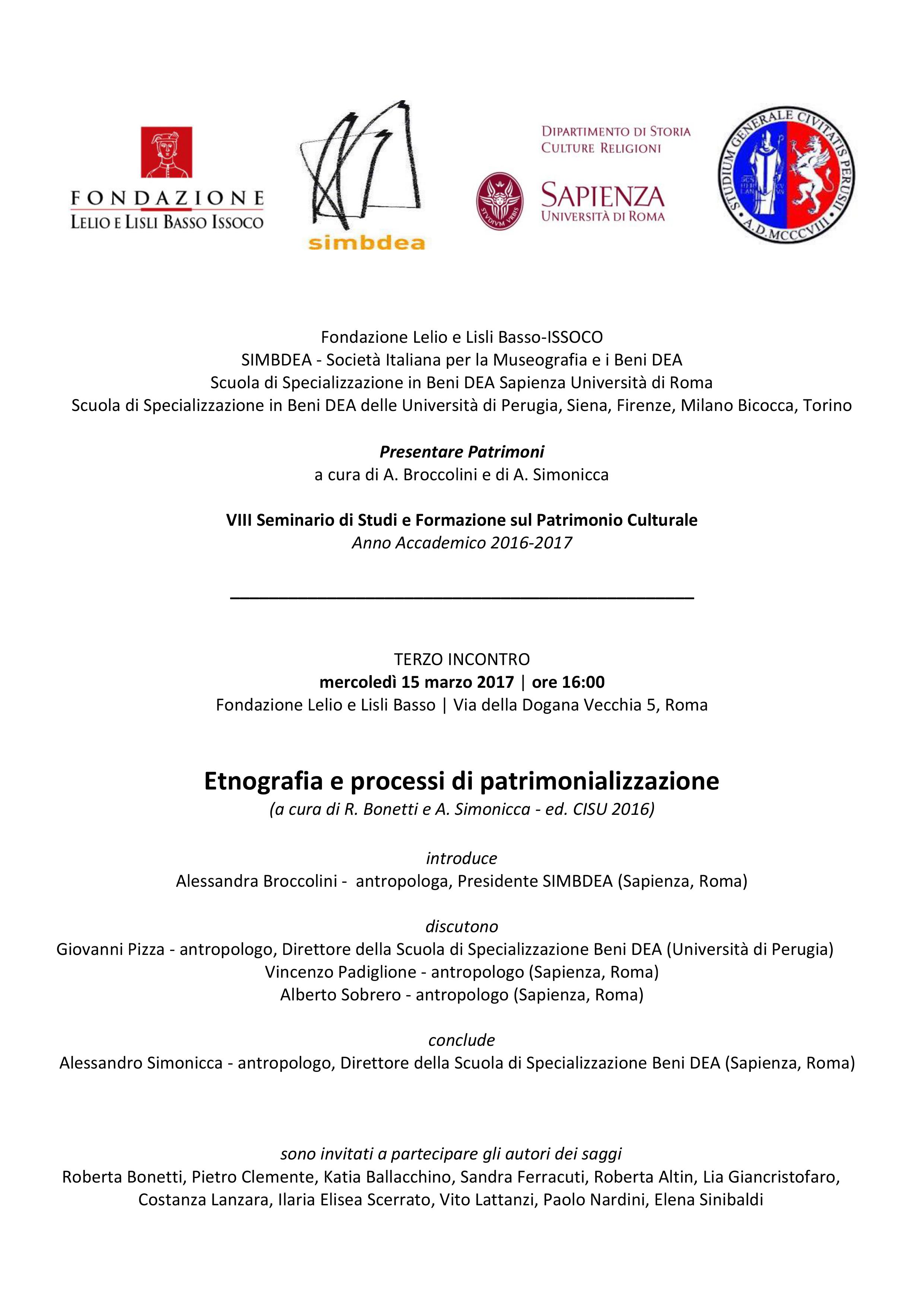 SIMBDEA Terzo incontro Presentare Patrimoni VIII Seminario